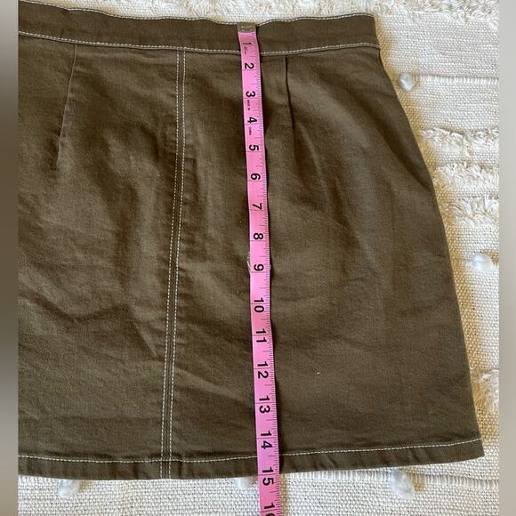 Oak + Fort Army Green Front Pocket Mini Skirt Size 8 - Picture 10 of 11